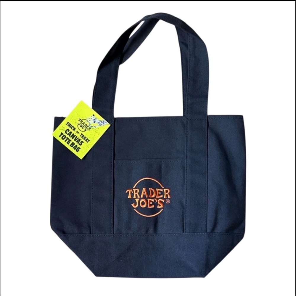Limited Edition Black & Orange Halloween Trader Joe's Black Mini Tote Bag